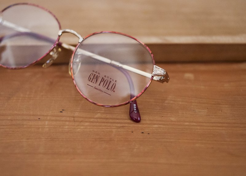 Made in Japan Japanese nerd vintage metal frame engraved glasses - color - กรอบแว่นตา - โลหะ 