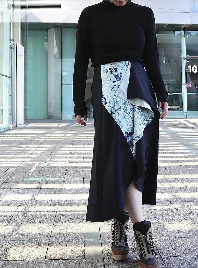 Orchid patchwork skirt - Skirts - Cotton & Hemp Blue