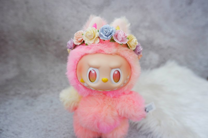 Pastel Flower Headpiece for Labubu, Doll Accessory - 髮夾/髮圈 - 紙 多色
