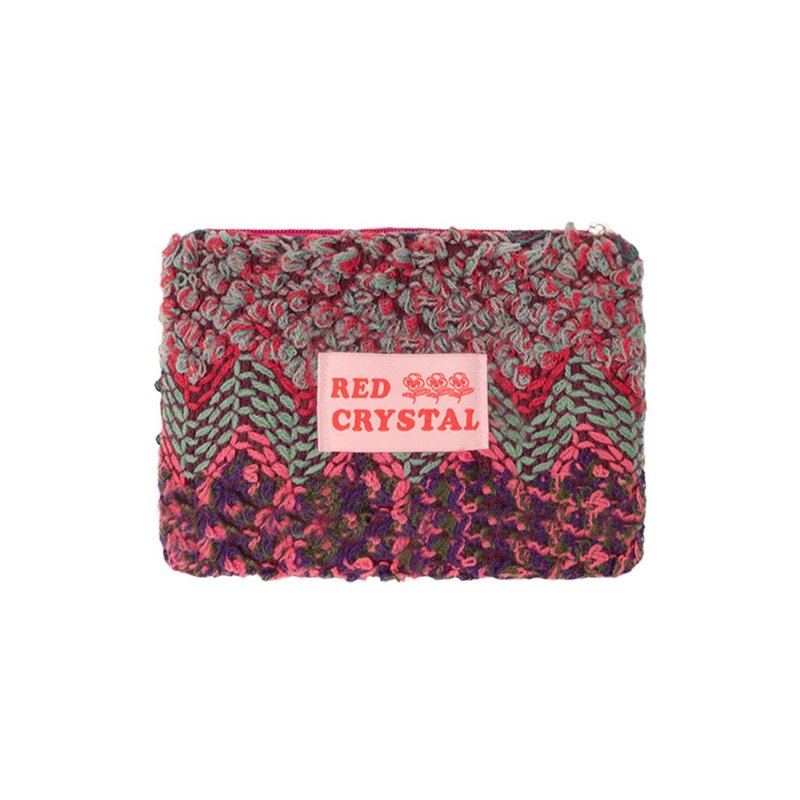 CRAYON WEAVING POUCH (plum) - 零錢包/小錢包 - 棉．麻 紅色