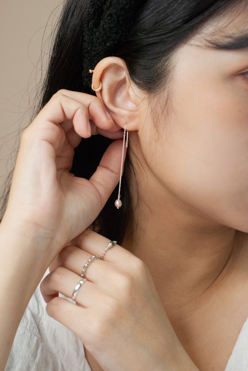 Same.Same Jewelry 925純銀拉線耳環 - 耳環/耳夾/耳骨夾 - 純銀 