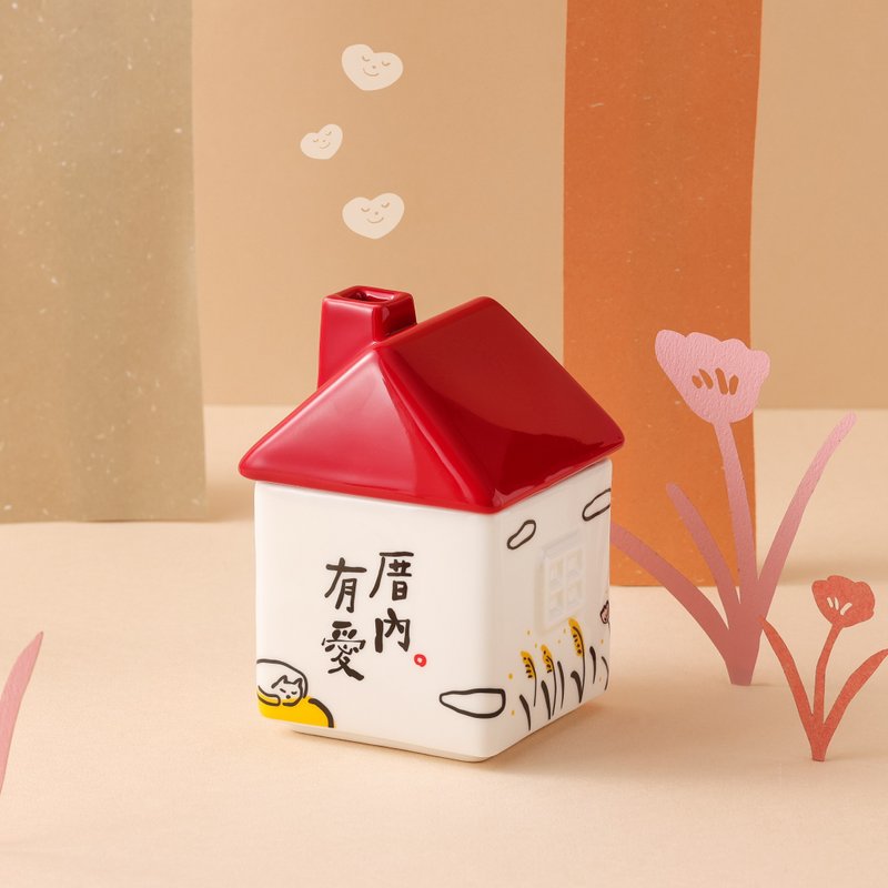 【Mao's樂陶陶 x 奇亞子】厝內倆倆相愛 小屋單入禮盒組 - 擺飾/家飾品 - 瓷 多色