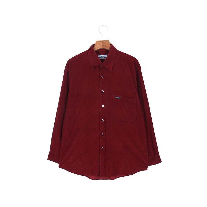 [Vintage] eggplant tomato loose corduroy vintage shirt - Women's Shirts - Polyester Red