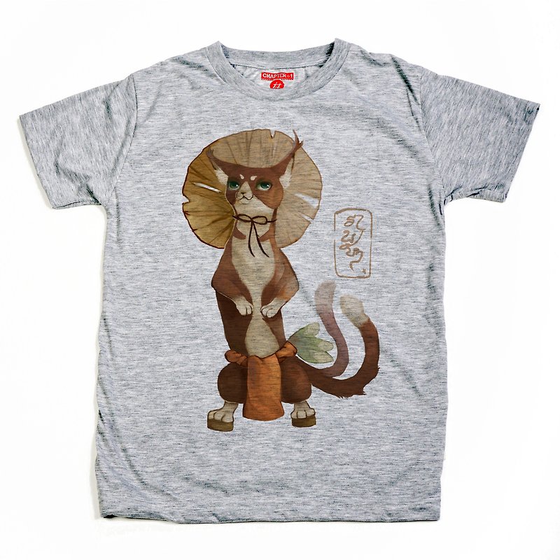 Nekomata Cat unisex men woman cotton mix Chapter One T-shirt - T 恤 - 棉．麻 白色
