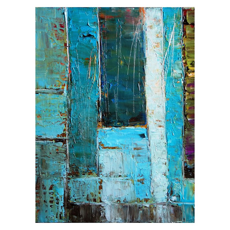 Abstract Skyline Painting Oil Landscape Original Art Artwork Impasto Canvas Art - Posters - Other Materials Multicolor