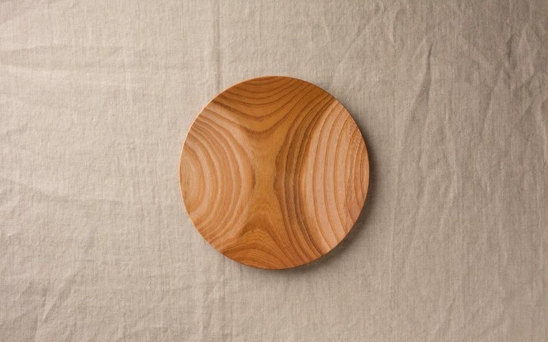 No.14 zelkova of wooden plate 18cm - Small Plates & Saucers - Wood Khaki
