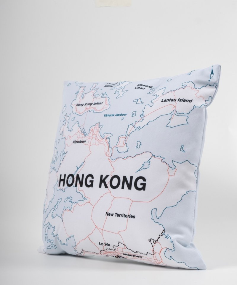 香港地圖防水可拆式抱枕 - 枕頭/抱枕 - 尼龍 白色