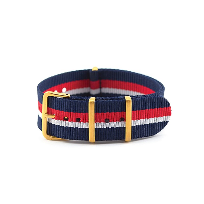 Navy Red and White Nato Band - Gold. - Women's Watches - Other Materials Red