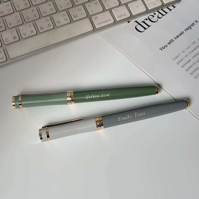 Customized Morandi pen body with lettering and gift box, business stationery, ballpoint pen, rollerball pen - อื่นๆ - โลหะ 