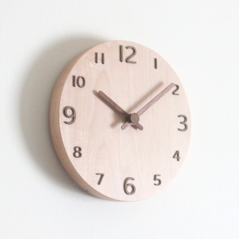 CLOCK_20 Numbers Solid Wood Silent Wall Clock Taiwan Limited Handmade Hard Maple Wood - Clocks - Wood Brown