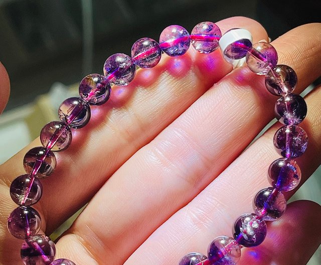 Small boutique rich purple super seven-band mineral rich color 7mm 12.6g  crystal bracelet popular peach blossom to increase personal charm - Shop  jingyuliangyan45 Bracelets - Pinkoi