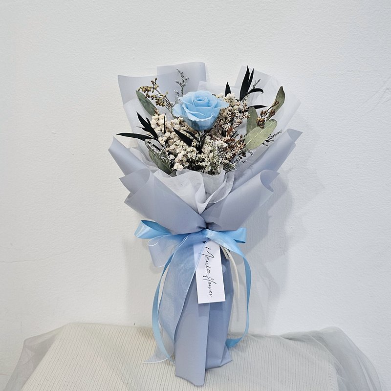 Everlasting Rose Bouquet/Aqua Blue Quick Shipping Ready in Stock - Dried Flowers & Bouquets - Plants & Flowers Blue