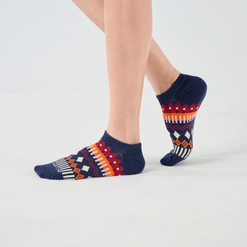 Winter Celebration/Dark Blue (F)-MIT Design Ankle Socks - Socks - Cotton & Hemp Blue