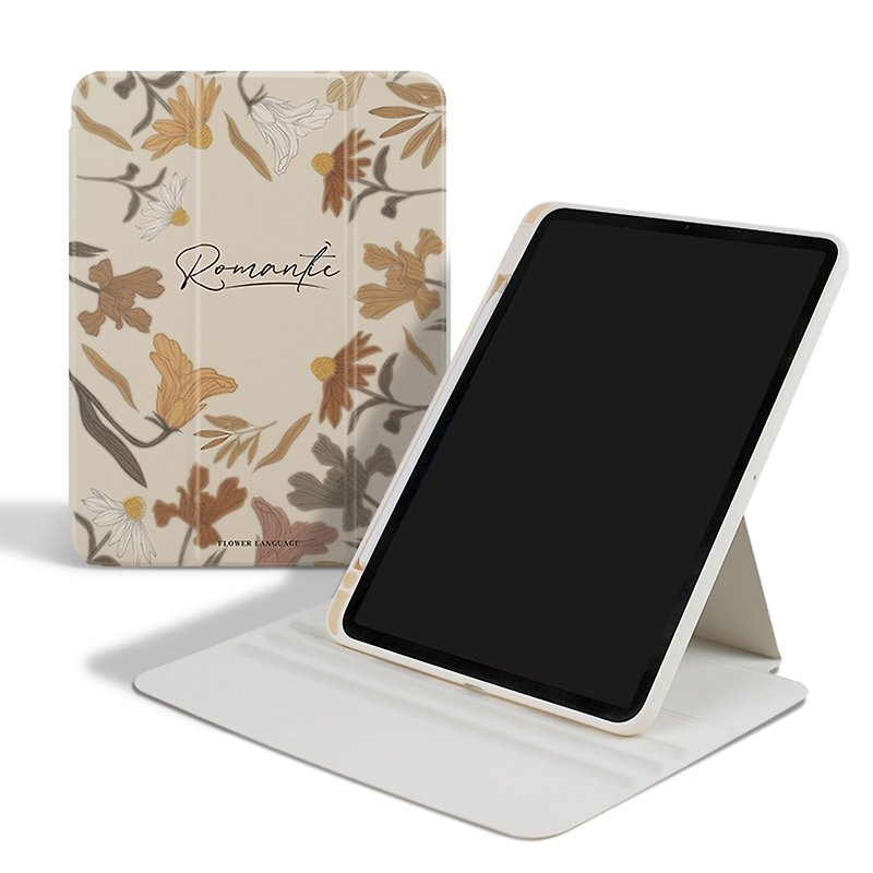 Retro flower rotatable vertical screen iPad case - Tablet & Laptop Cases - Other Materials 