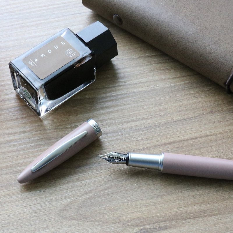 [Customized gift] HAPPYMT happy fountain pen - gray cherry Silver clip can be shipped quickly - ปากกาหมึกซึม - ทองแดงทองเหลือง สีกากี