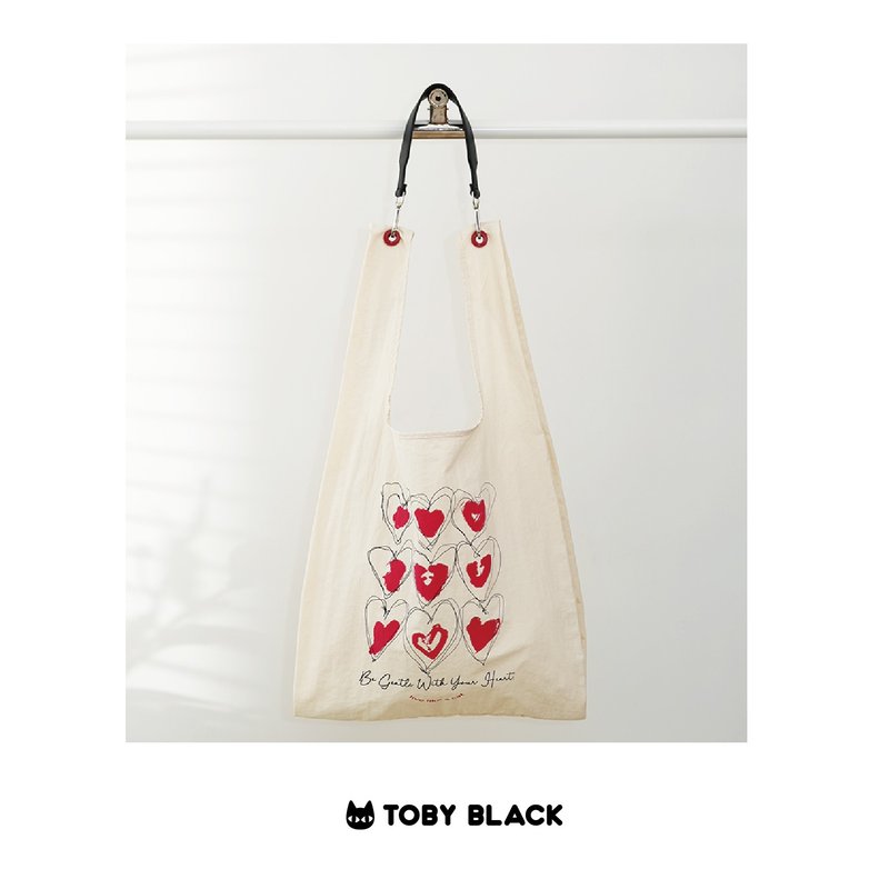 Toby Black Heart Story Bag - กระเป๋าแมสเซนเจอร์ - ไนลอน ขาว