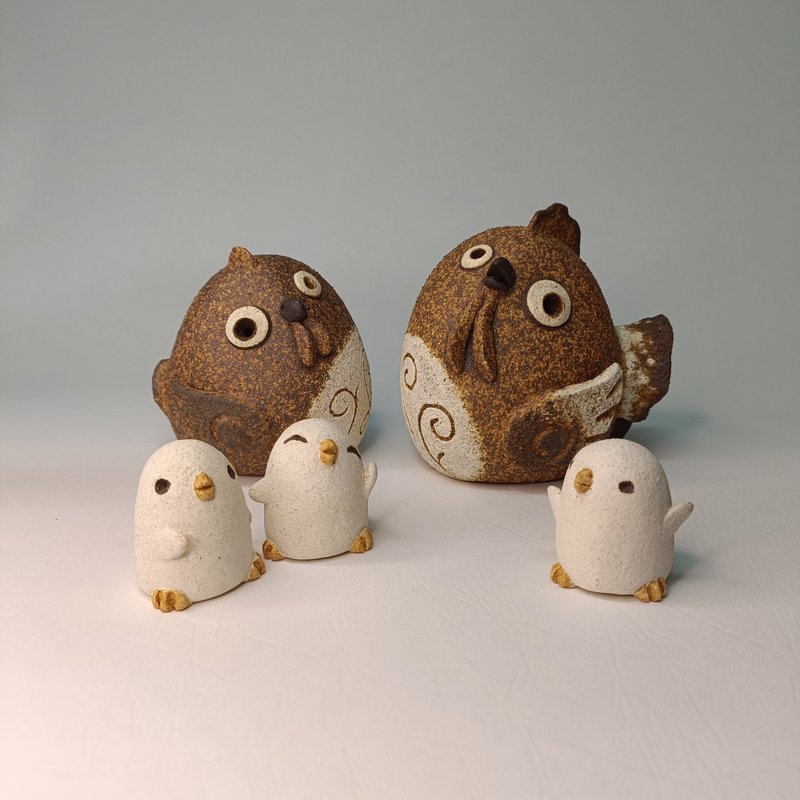 全家福雞組/陶藝品/原創 - 擺飾/家飾品 - 陶 