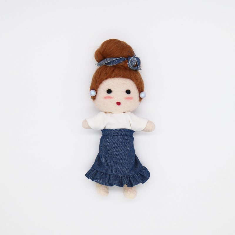 momoB - Amy - Mini Handmade Doll / Charm - Charms - Wool Blue