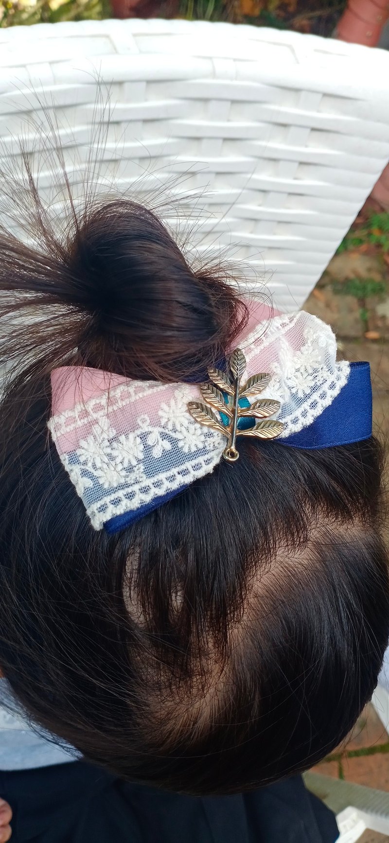 [Forest temperament bowknot French clip] Hair tie, hair clip, bowknot handmade hair accessories - เครื่องประดับผม - วัสดุอื่นๆ 