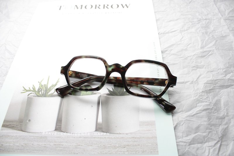 日本製六角眼鏡フレームアイウェア - 眼鏡・フレーム - その他の素材 グリーン