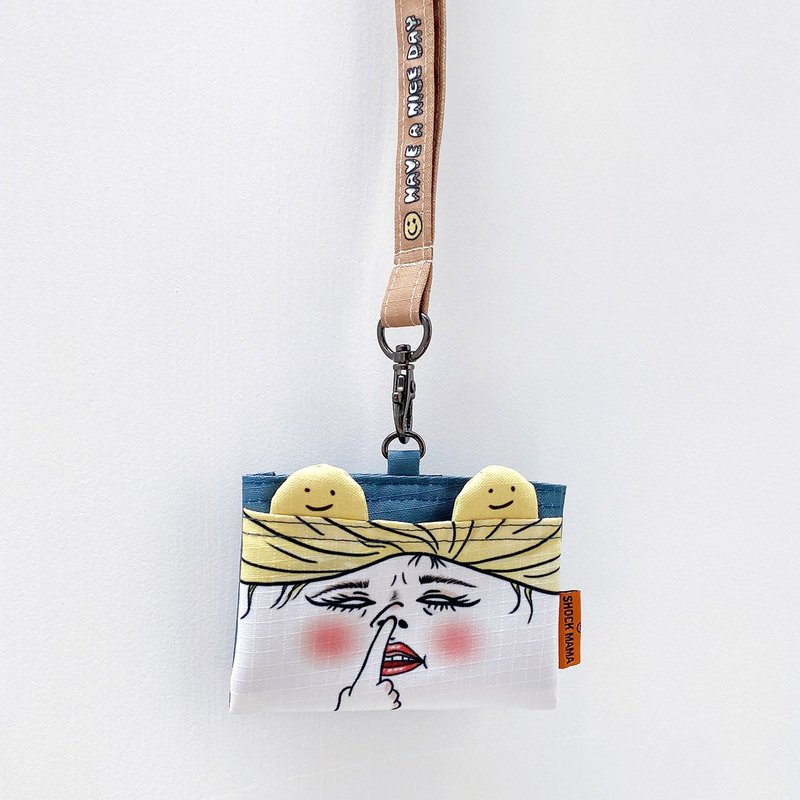 Smiling Piglet Diva / Badge Holder with lanyards - ที่ใส่บัตรคล้องคอ - เส้นใยสังเคราะห์ ขาว