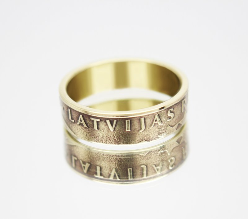 Latvia Coin Ring 20 centime 1992 coin rings for men coin rings for women - 戒指 - 其他金屬 