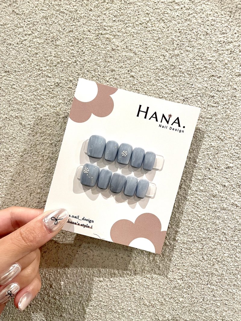 Hana手作-純手工穿戴甲/雪花/法式貓眼 - 指甲油/指甲貼 - 其他材質 藍色