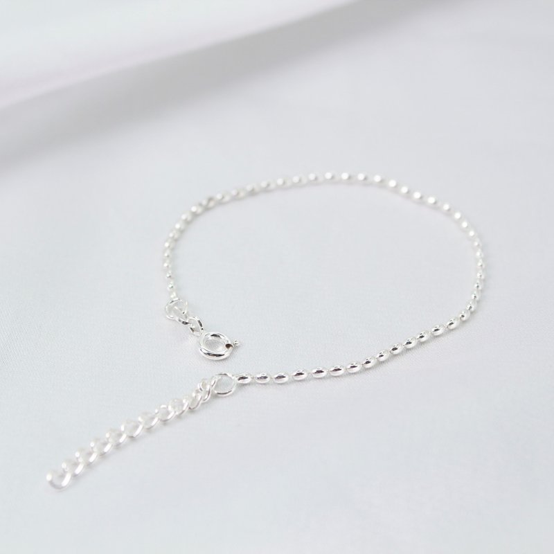 [SWS Jewelry] Classic Sterling Silver Rice Grain Bracelet (Thin) 925 Silver Anti-allergic - สร้อยข้อมือ - เงินแท้ สีเงิน