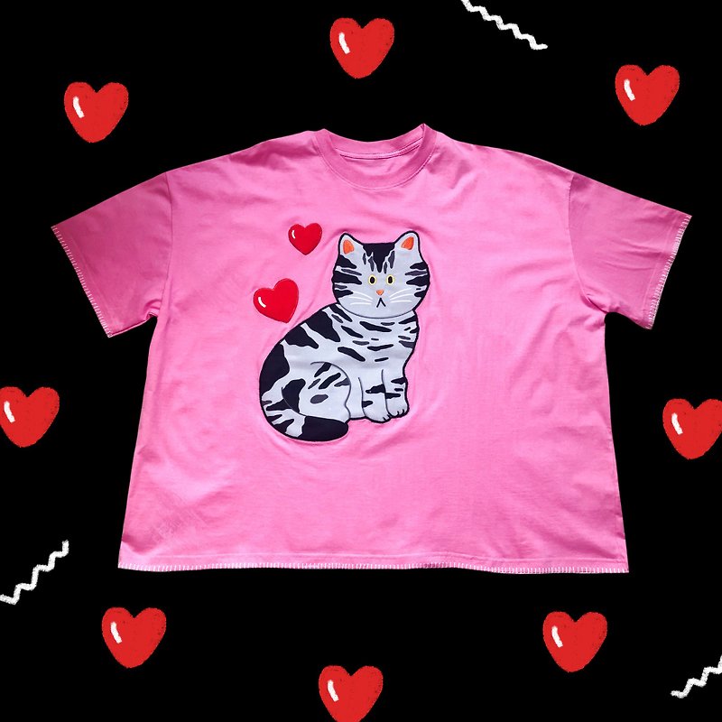 American Shorthair Pink T-shirt - 女 T 恤 - 其他材質 粉紅色