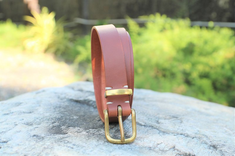 Women's Genuine Leather Bronze Buckle Leather Belt Handmade Belt - Belts - Genuine Leather 