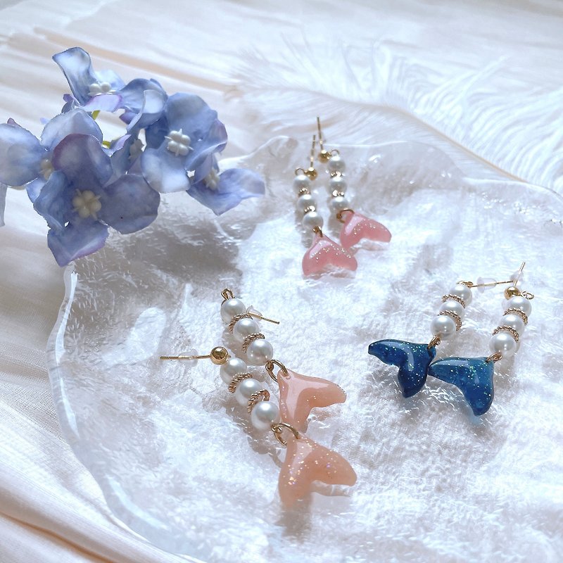 Mermaid Pearl Earrings - ต่างหู - เรซิน 