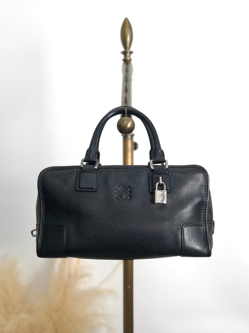 【 日本直送　名牌中古包 】LOEWE ロエベ ハンドバッグ ブラック アマソナ28 カデナ レザー ミニボストン vintage ヴィンテージ vbp8aw - 手提包/手提袋 - 真皮 黑色
