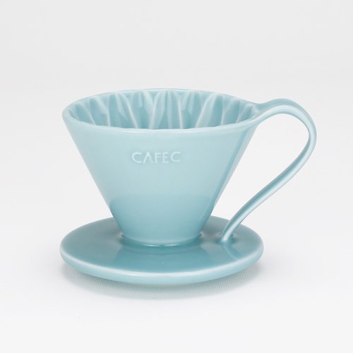 CAFEC 日本手沖咖啡器具 【熱銷補貨】日本CAFEC 花瓣型陶瓷濾杯-藍色 / 共2款