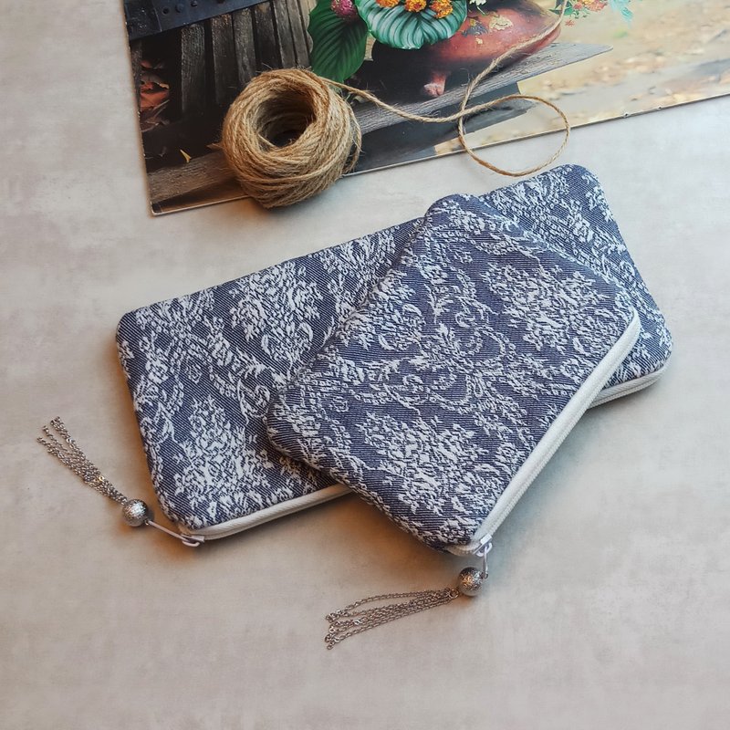 Zipper bag, loose paper bag, pencil bag, cosmetic bag, two-piece storage bag (PS-027) - Toiletry Bags & Pouches - Cotton & Hemp Blue