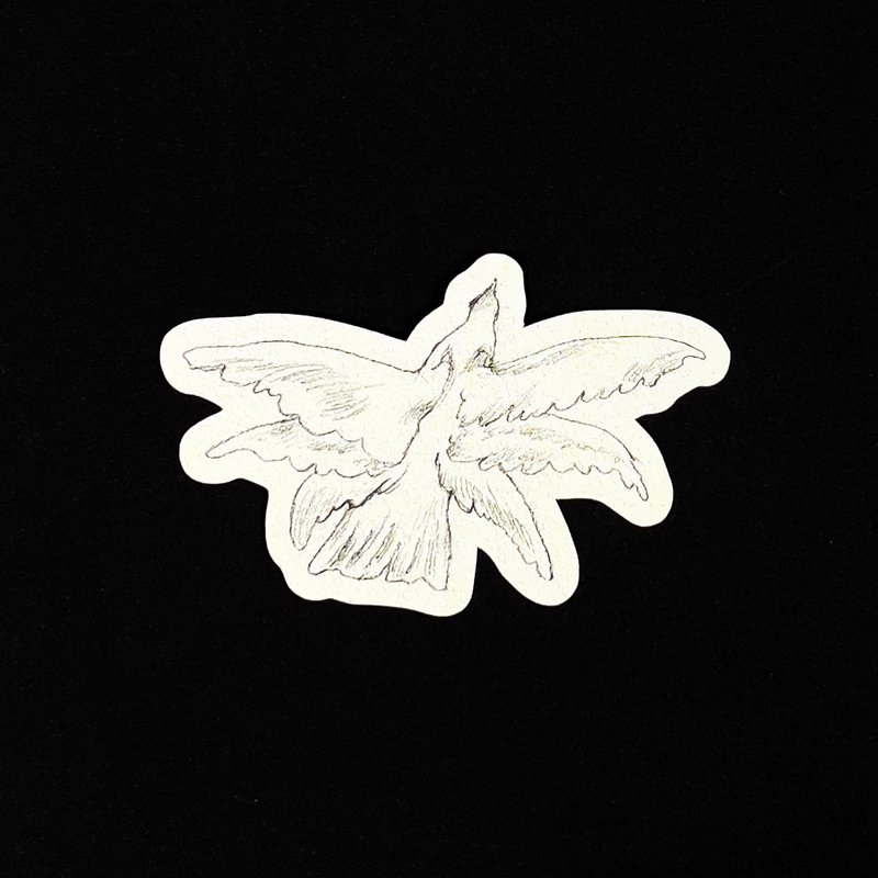 Original Risograph surreal and fantasy 6 wings bird sticker - 貼紙 - 紙 