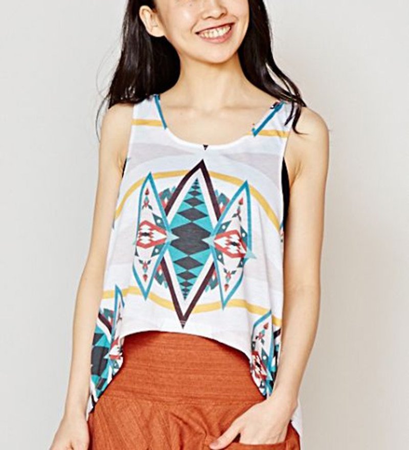 【Pre-order】 ☼ national totem vest shirt ☼ (female models - three-color) - Women's Vests - Cotton & Hemp Multicolor
