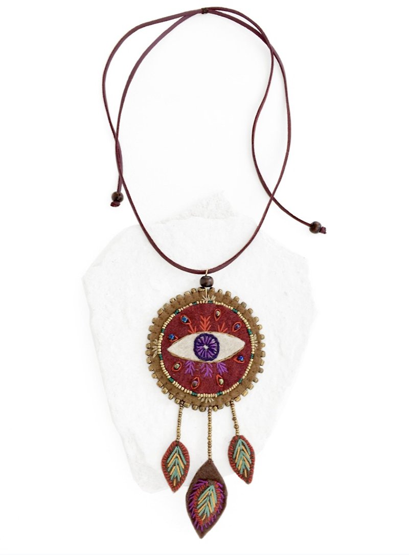 Big Guardian Eye by Lili Carrillo - Necklaces - Other Man-Made Fibers Red