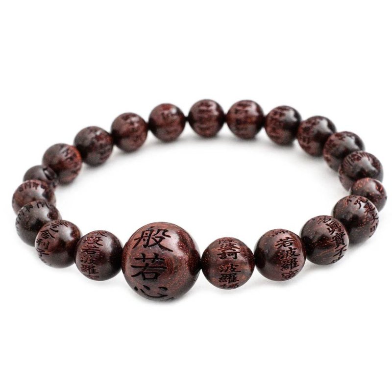 Prajna. Heart Sutra (10MM Red Sandalwood Version) Taiwan Original Design Handmade Bracelet Bracelet Beaded Jewelry Accessories - Bracelets - Wood Brown