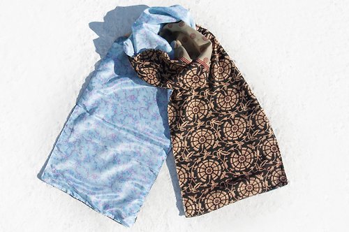 omhandmade 手織圍巾 編織圍巾 拼接圍巾 頂級絲綢 絲綢絲巾/滑面絲綢絲巾/法式浪漫絲綢圍巾/雙面圍巾-英式花園花朵