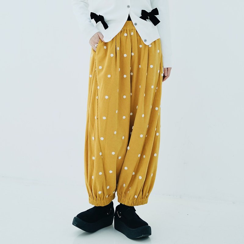 Small snowball plaid slacks / black and yellow optional - กางเกงขายาว - วัสดุอื่นๆ สีเหลือง