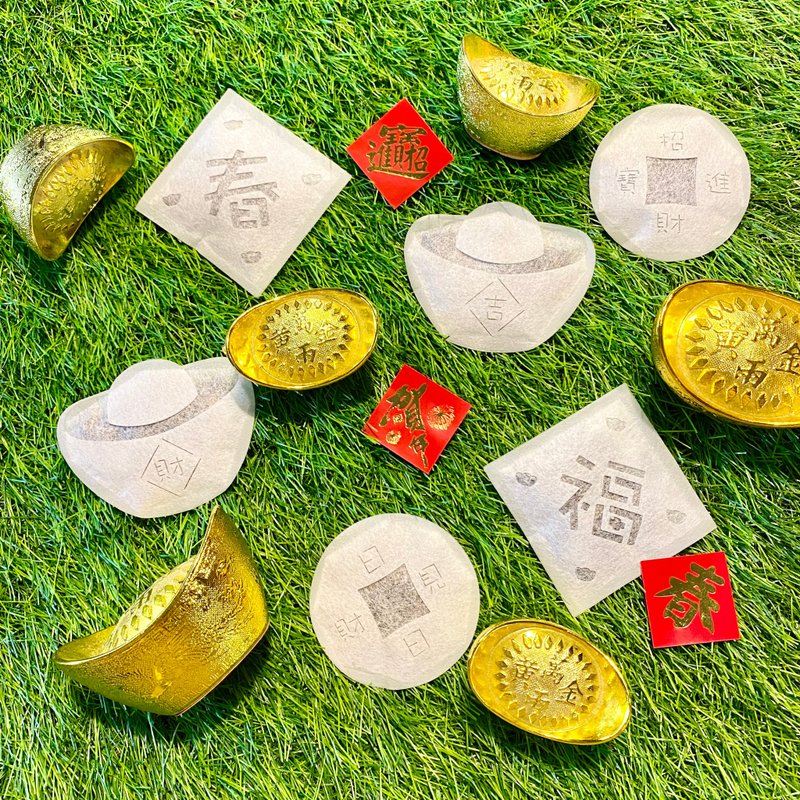 [New Year Gift] New Year blessings in a tea cup (including 6 New Year tea bags) - Tea - Fresh Ingredients Gold