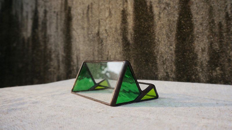 Xiaolu Shimmer-green mobile phone holder, business card holder, storage rack, glass inlaid - Other - Glass Green