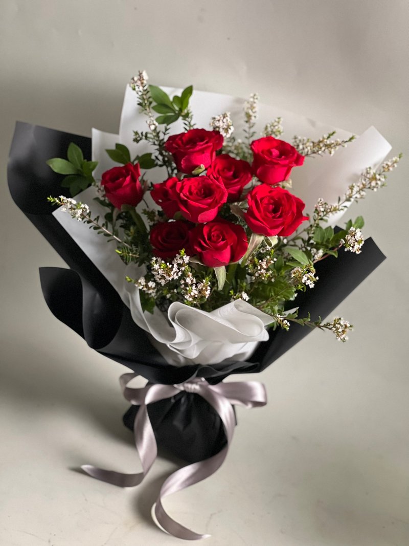 10 red rose bouquet/rose flower bouquet/confession bouquet/Valentine's Day bouquet/birthday bouquet - ตกแต่งต้นไม้ - พืช/ดอกไม้ สีแดง