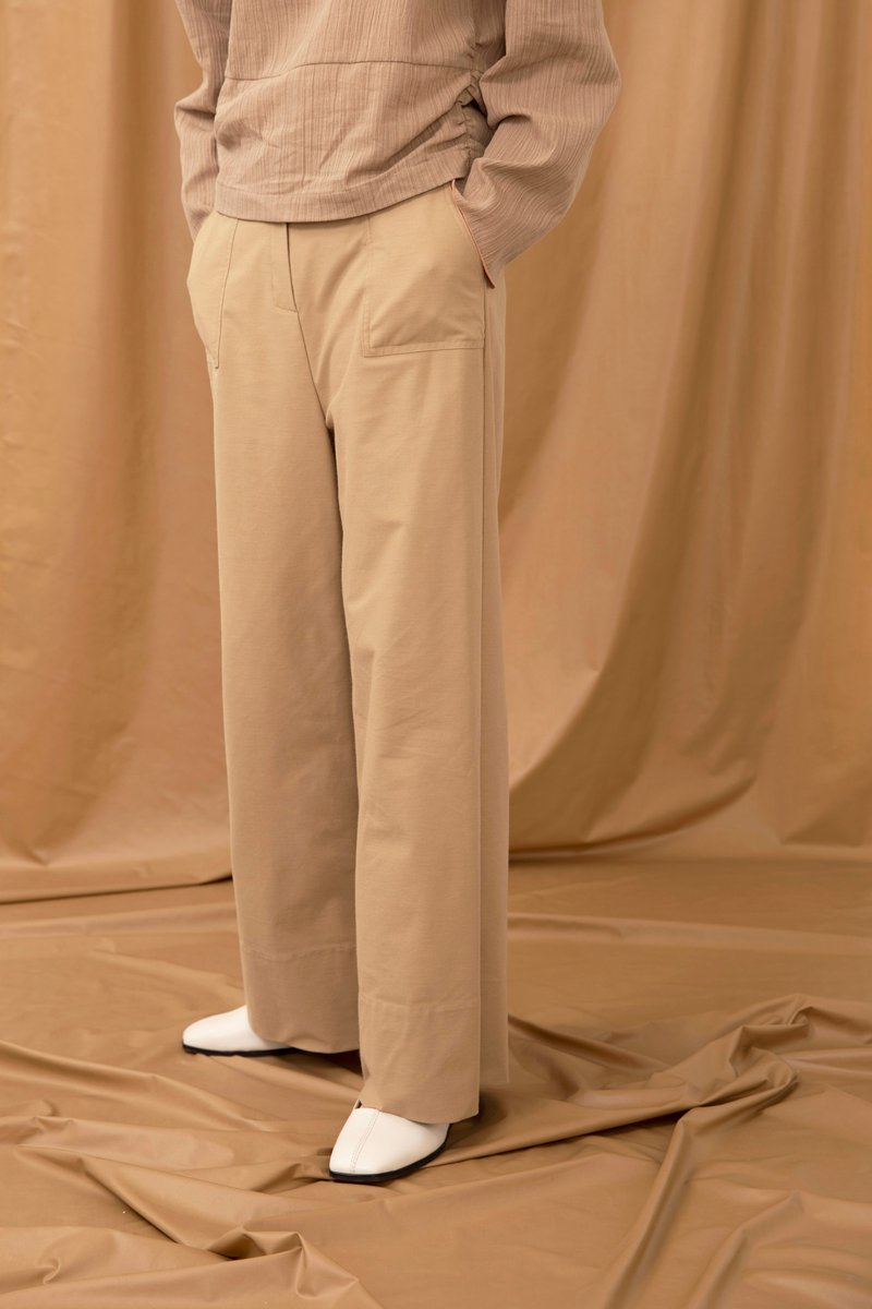 Pressed pocket roll-up trousers - slightly flawed - กางเกงขายาว - ผ้าฝ้าย/ผ้าลินิน 