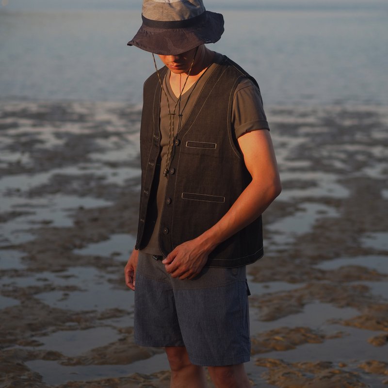 Easy Fit Travel Waistcoat 中性雙面背心 | 香港手造 - 男背心 - 棉．麻 