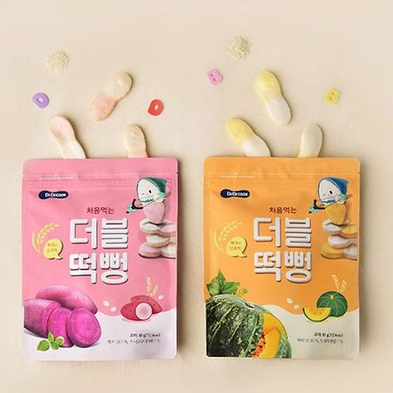 Korea【BEBECOOK】Baoshan Infant Two-color First-Eating Rice Cake-White Rice Sweet Potato(30g) - อื่นๆ - วัสดุอื่นๆ 