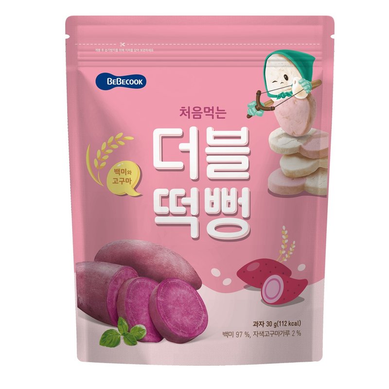 韓國【BEBECOOK】寶膳 嬰幼兒雙色初食綿綿米餅-白米番薯(30g) - 其他 - 其他材質 
