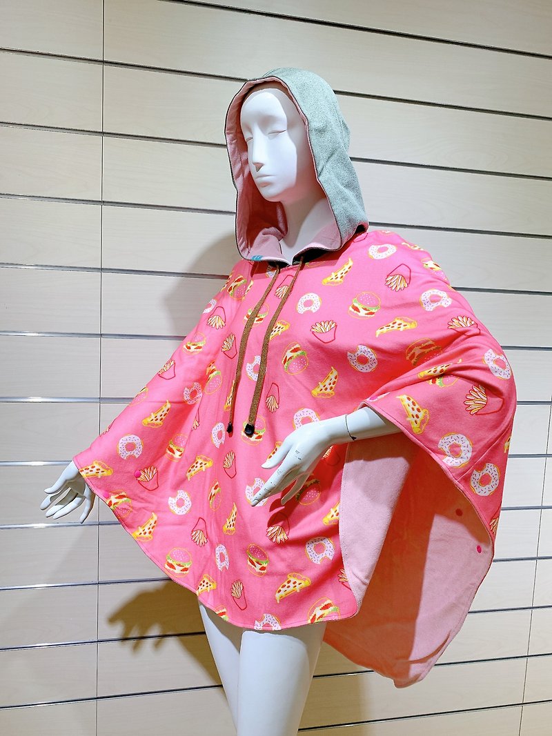 【新品發售】薄款斗篷毛巾衣-粉色快餐(前短後長) - 其他 - 聚酯纖維 粉紅色