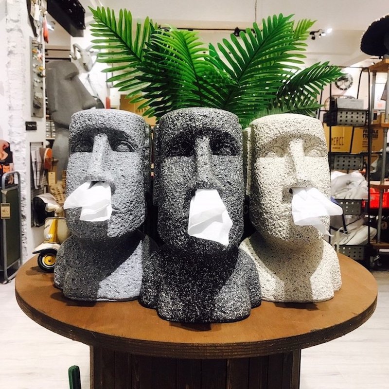 MOAI TISSUE BOX-NOSE - กล่องทิชชู่ - เรซิน สีเทา