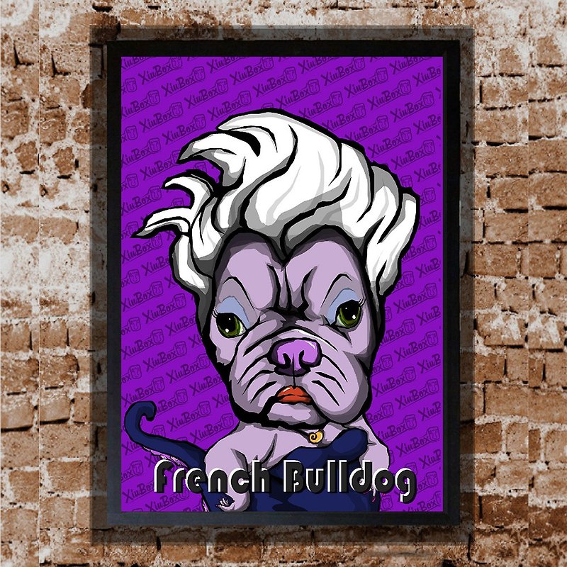 Ursula Dog Fighting Illustration Exclusive Original Puzzle A4 Size With Black Outer Frame Painting - Picture Frames - Other Materials Black